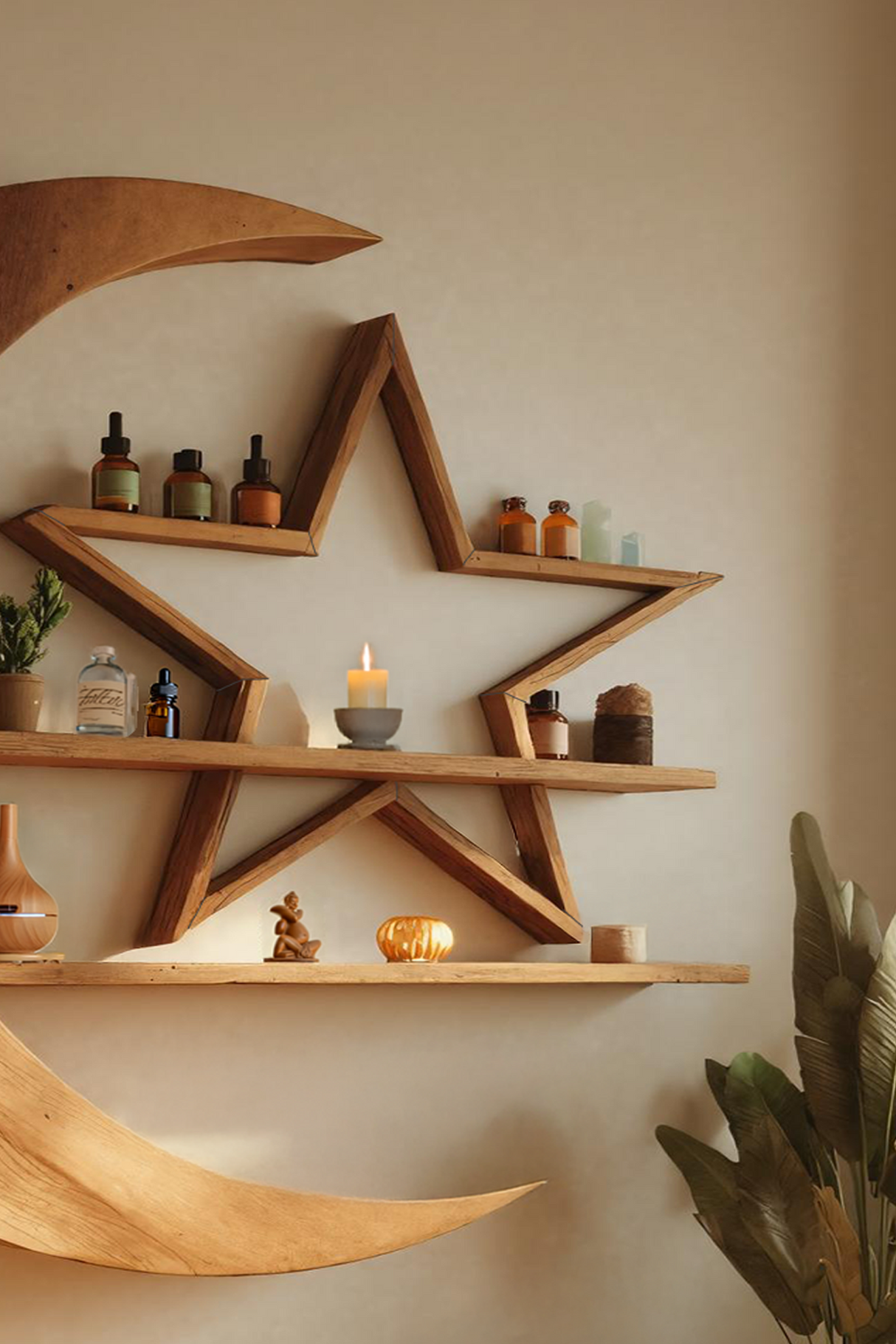 Modern Celestial Wall Shelf For Living Room Accent