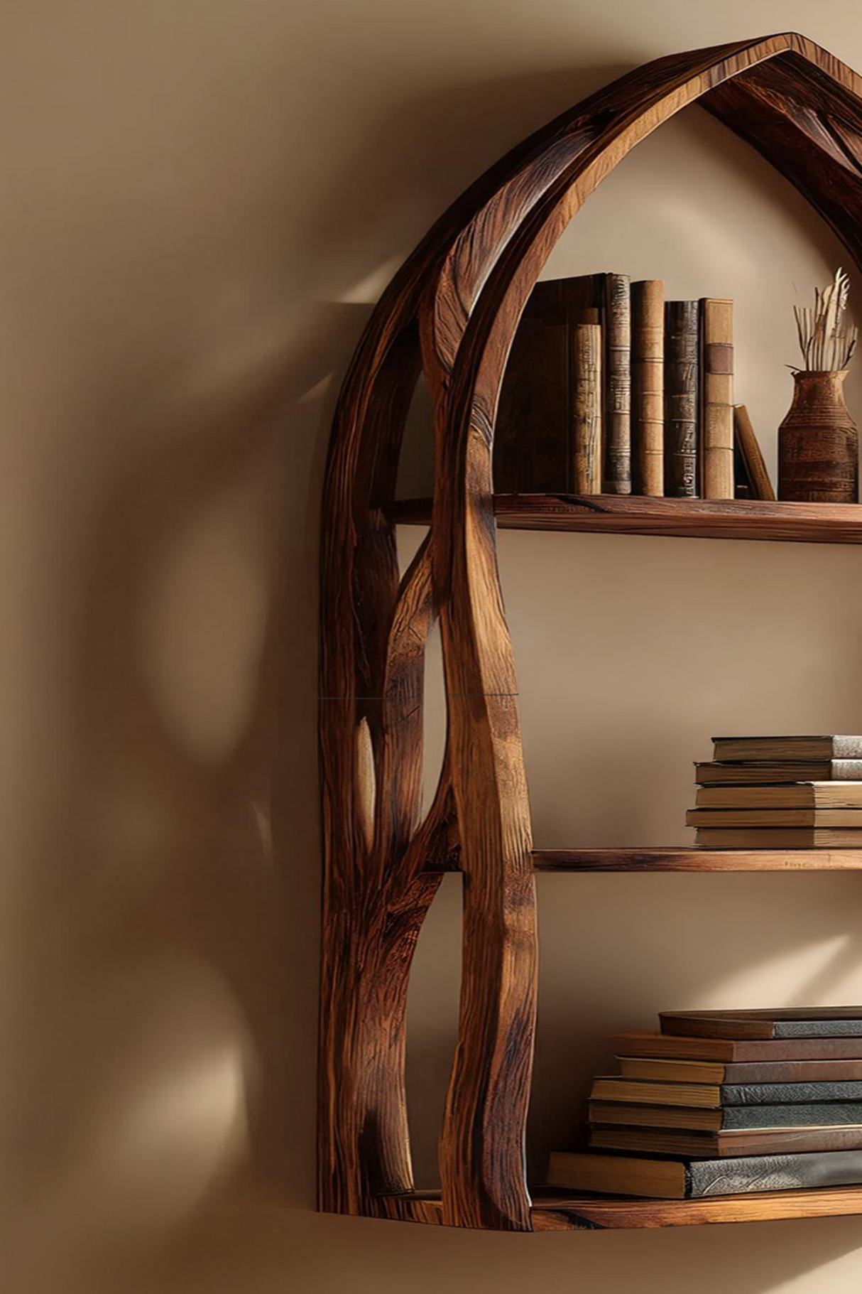 Modern Arch Wooden Wall Shelf for Bedroom Styling