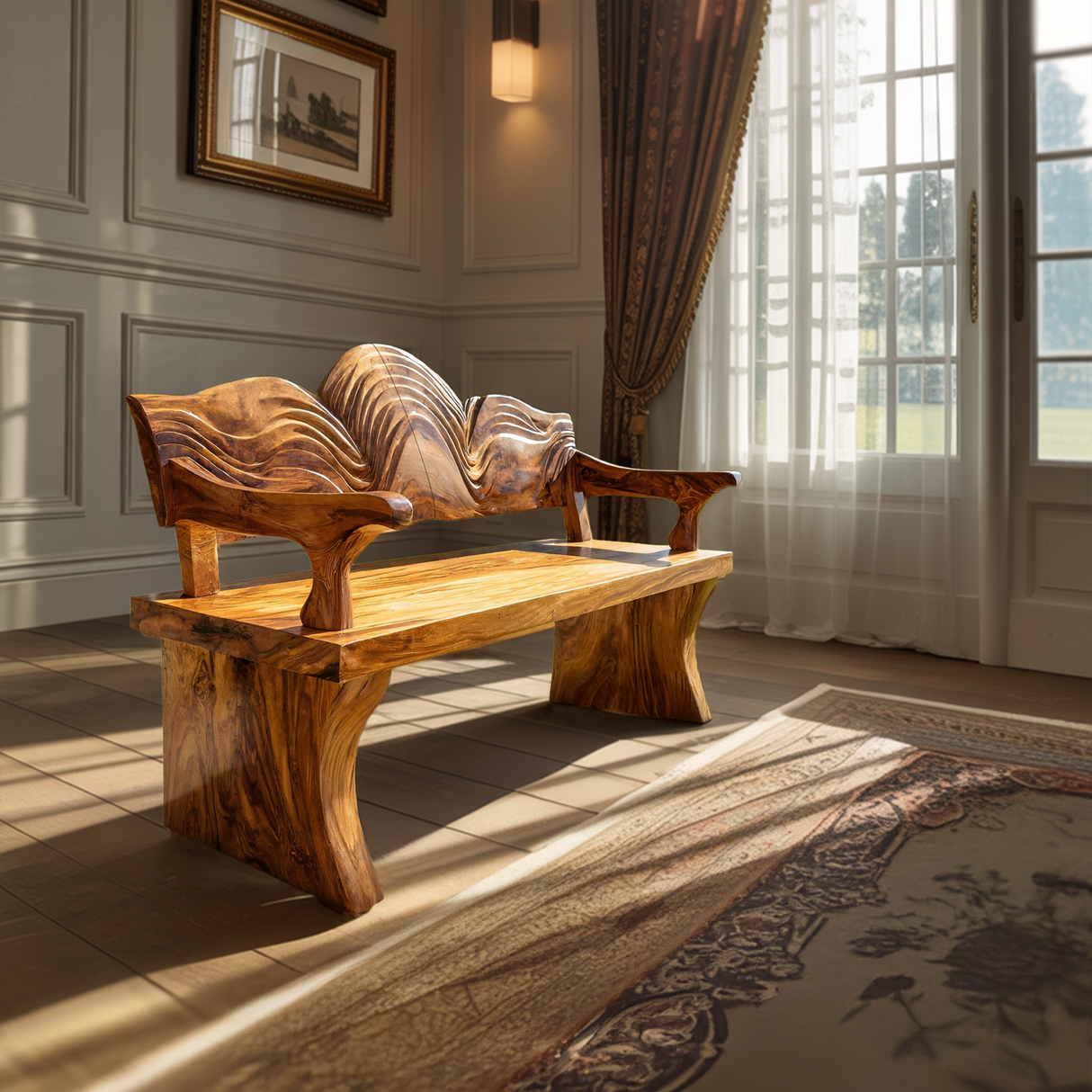 Live Edge Wooden Entryway Bench For Interior Home Decor