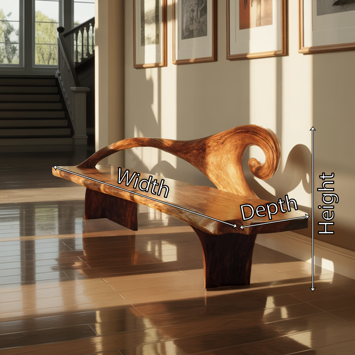 Natural Rustic Wood Entryway Bench For Home Hallway