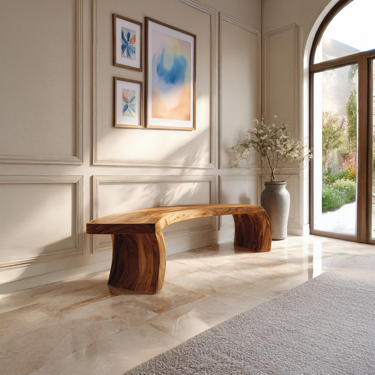 Rustic Live Edge Wood Bench For Entryway Accent Furniture