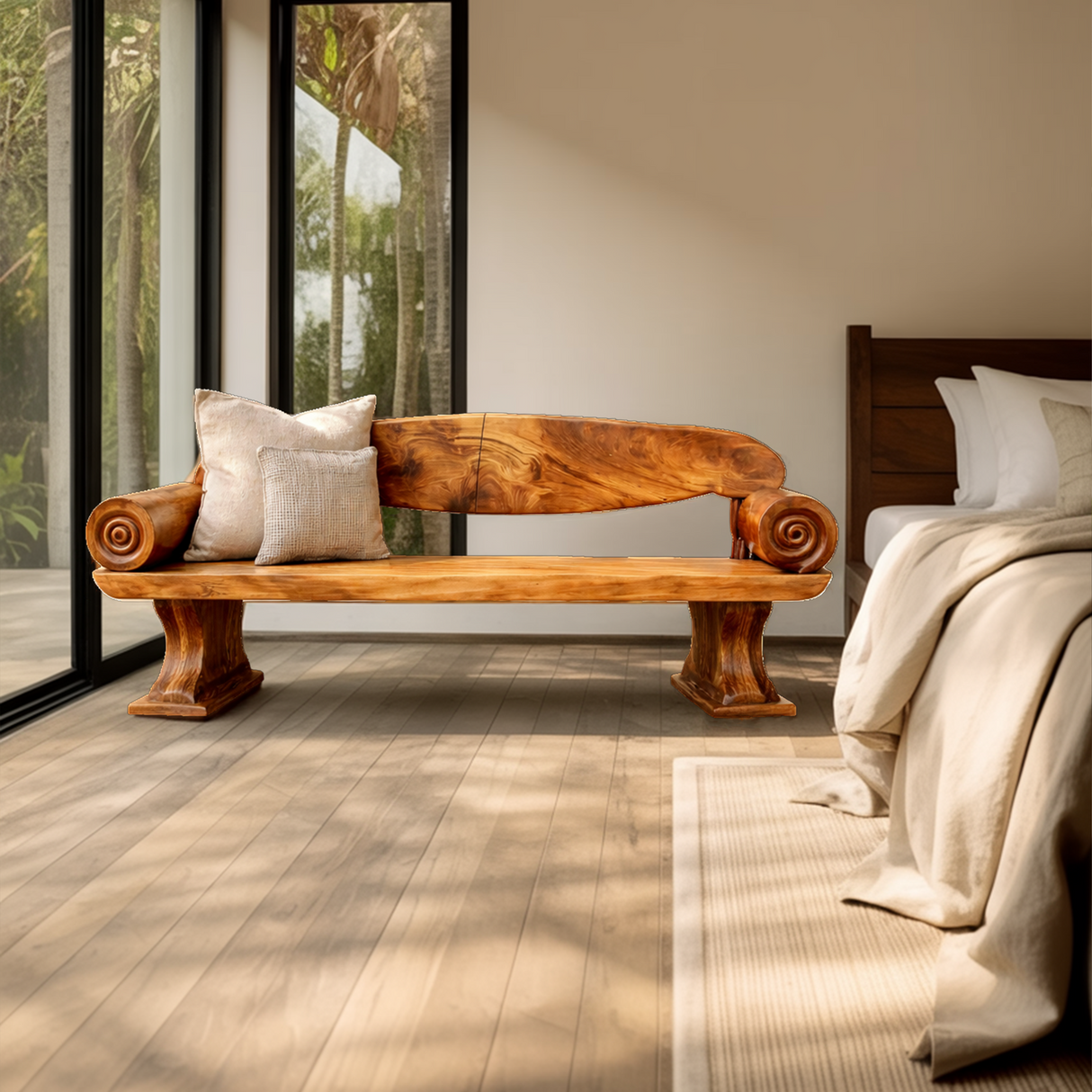 Live Edge Solid Wood Bench For Entryway Furniture Design