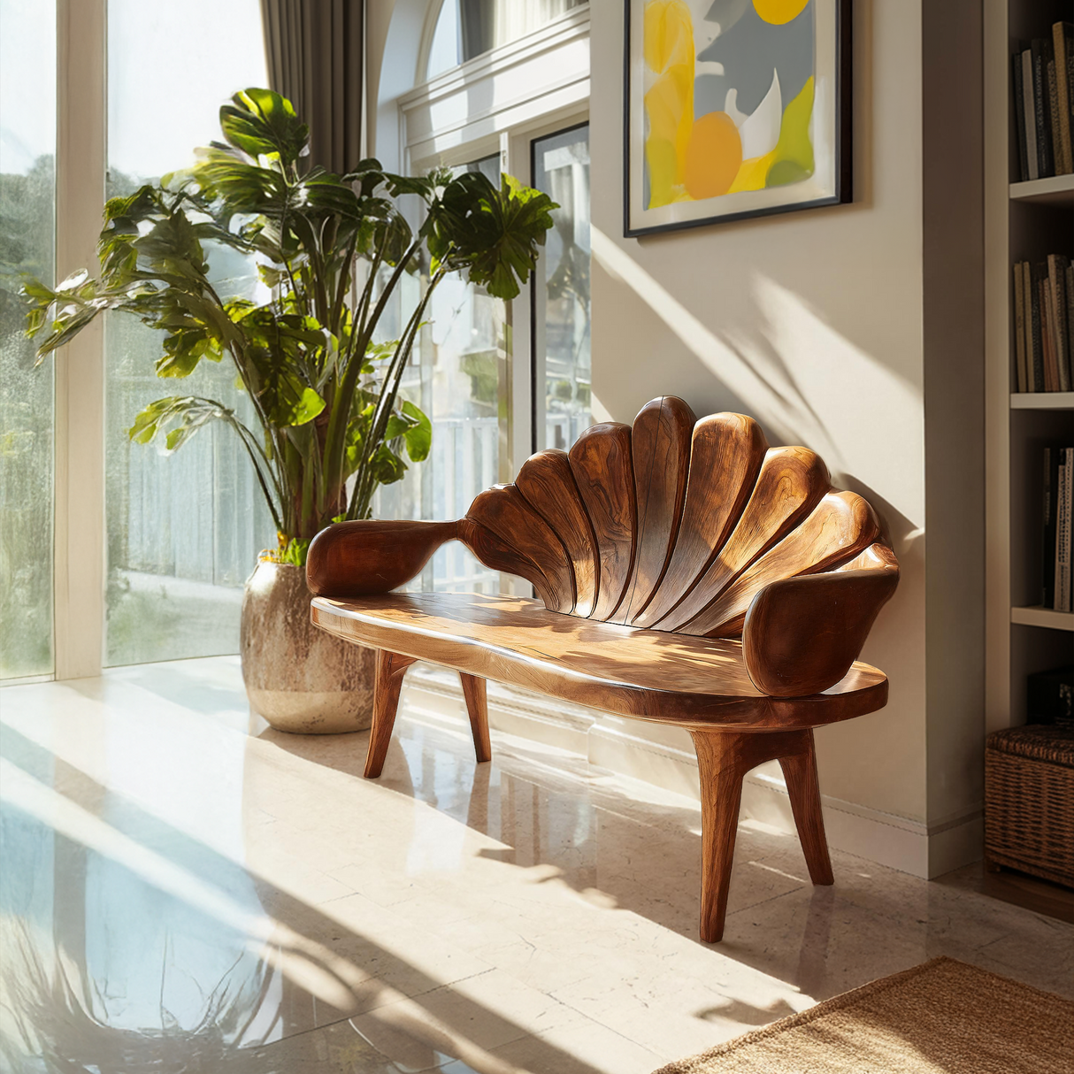 Handcrafted Entryway Bench In Solid Wood For Home Use