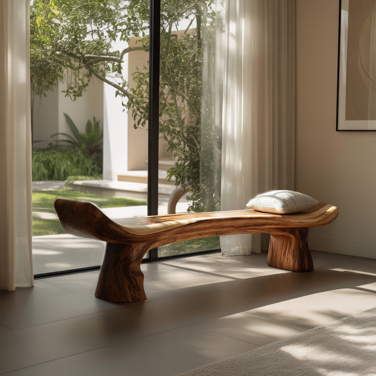 Live Edge Rustic Wood Bench For Entryway Home Decor