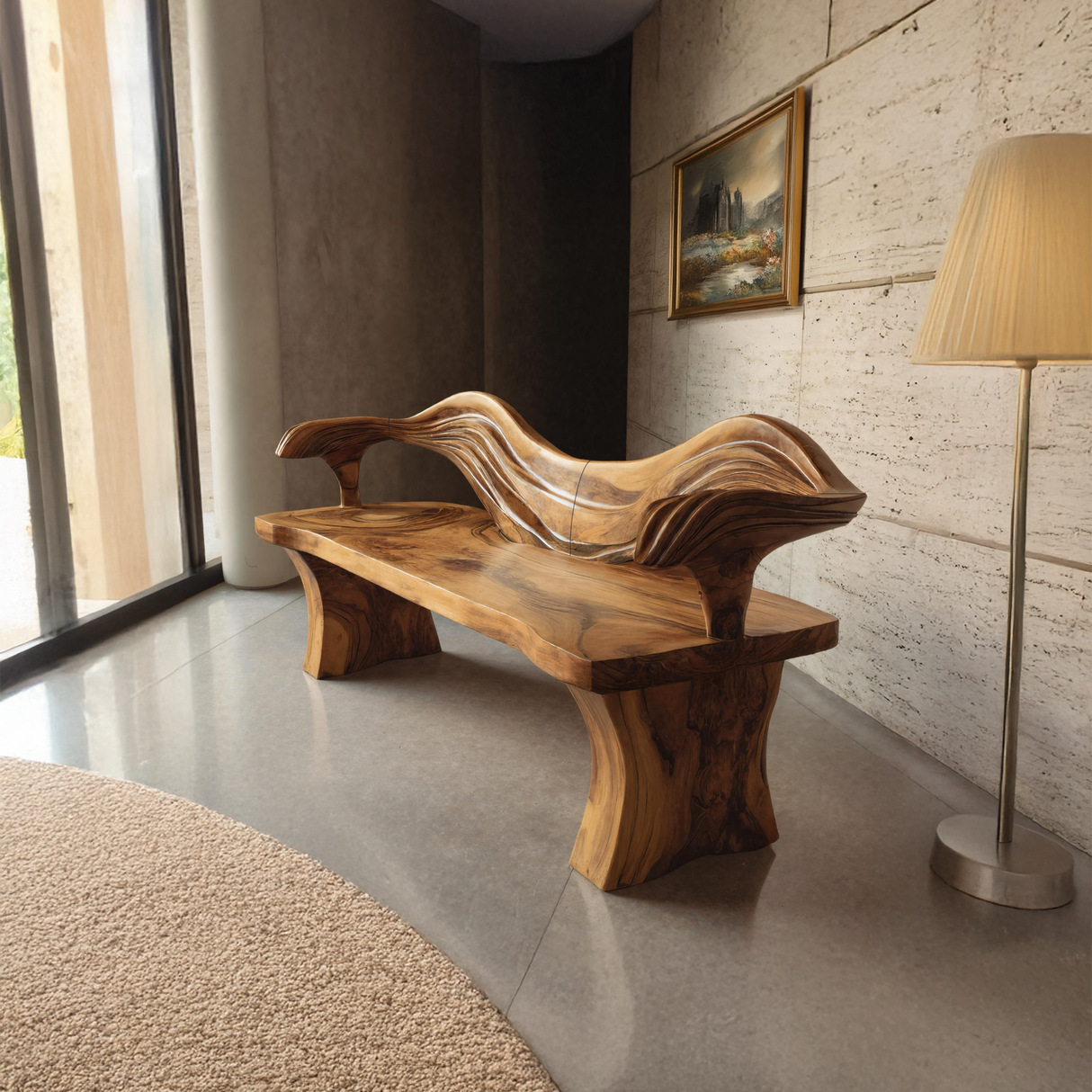 Solid Wood Live Edge Bench For Hallway And Entryway Use