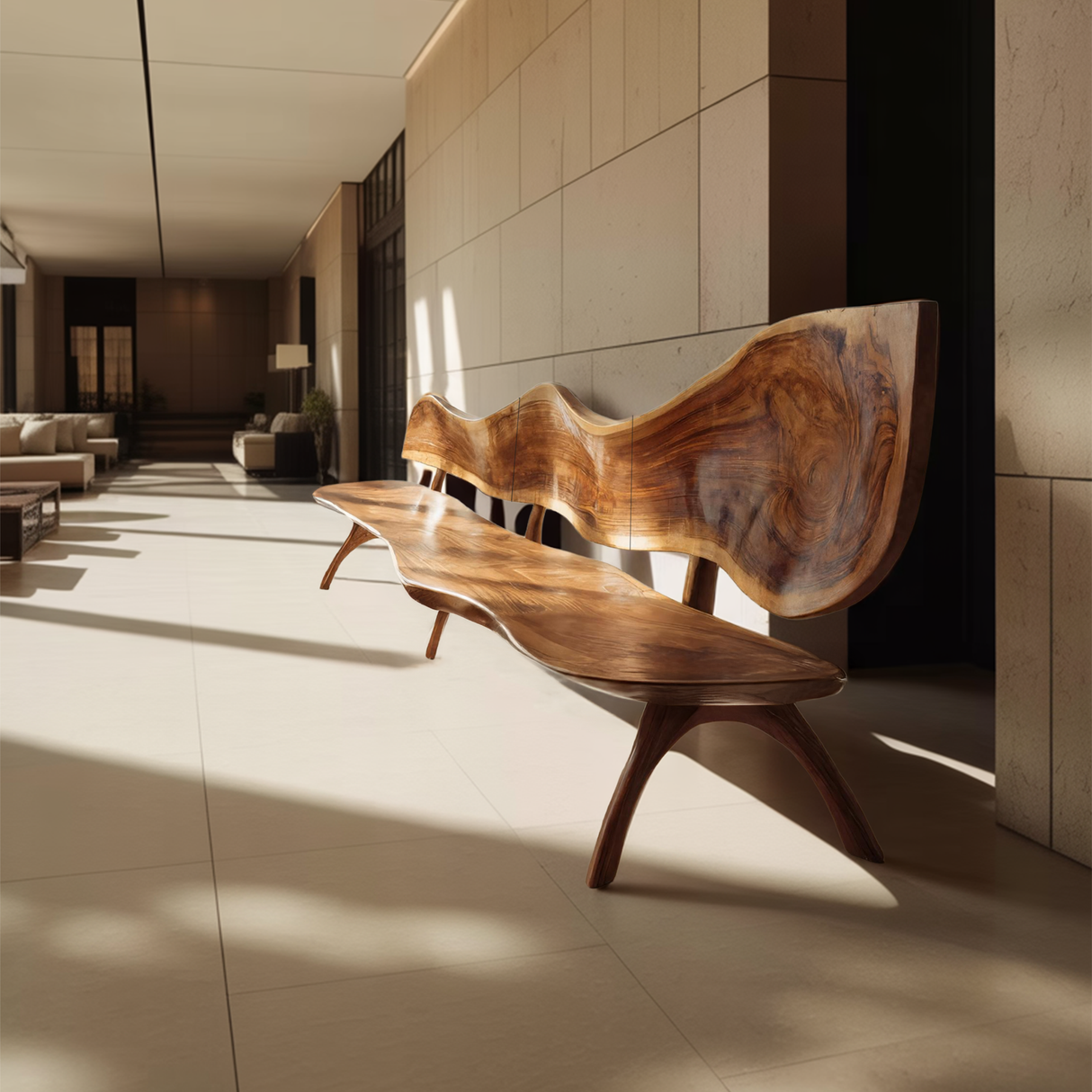 Live Edge Solid Wood Bench For Entryway Sitting Area