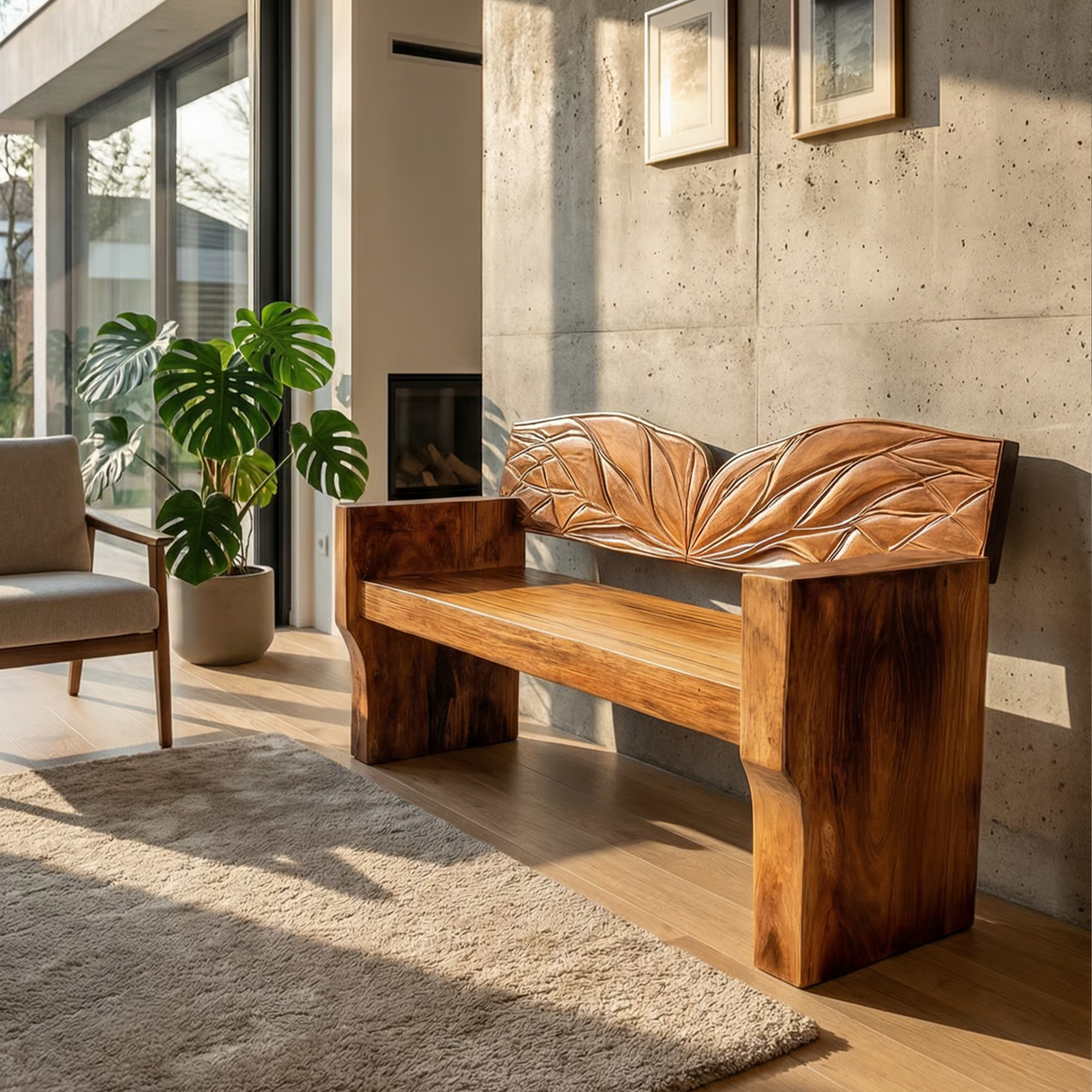 Solid Wood Entryway Bench For Natural Style Home Decor