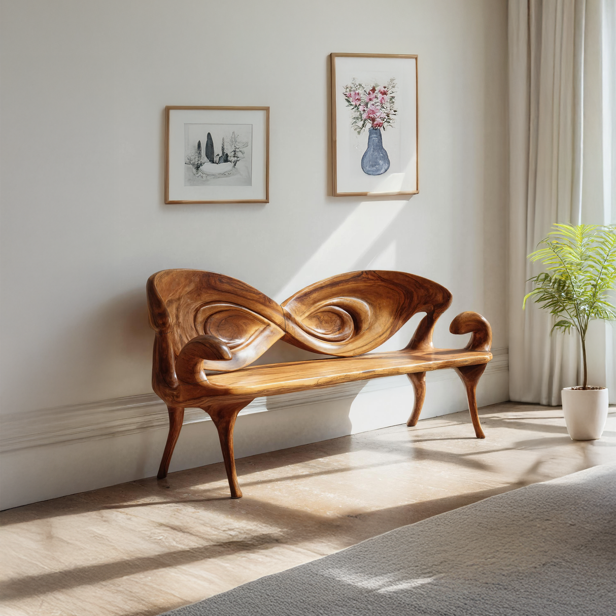 Handcrafted Live Edge Wood Bench For Entryway And Hallway