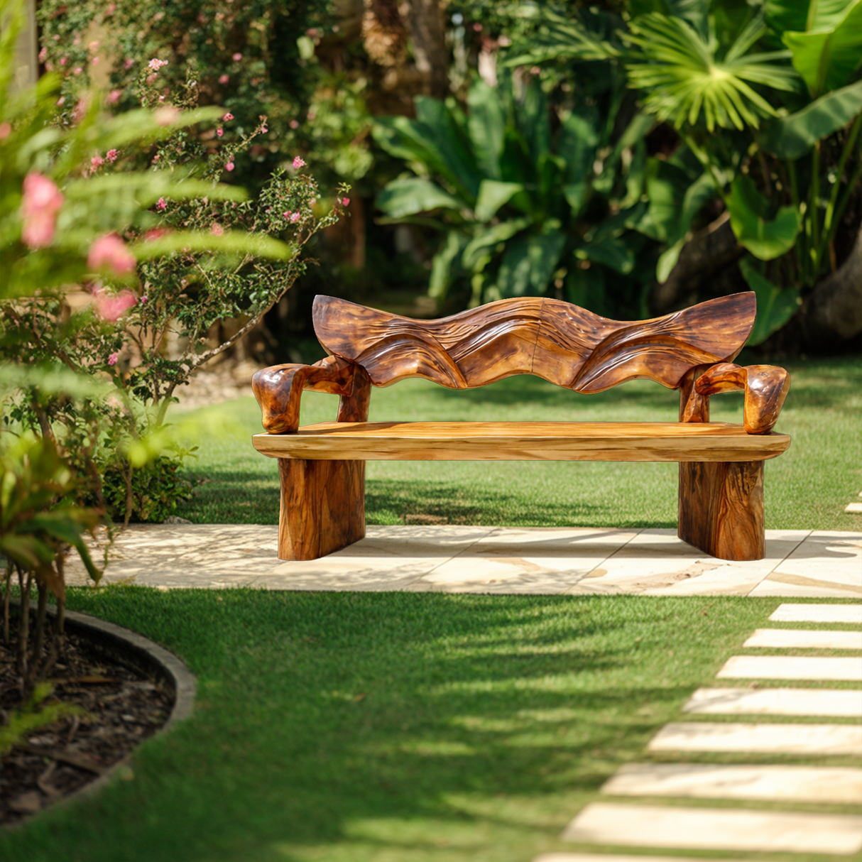 Rustic Live Edge Wood Bench For Entryway Interior Space