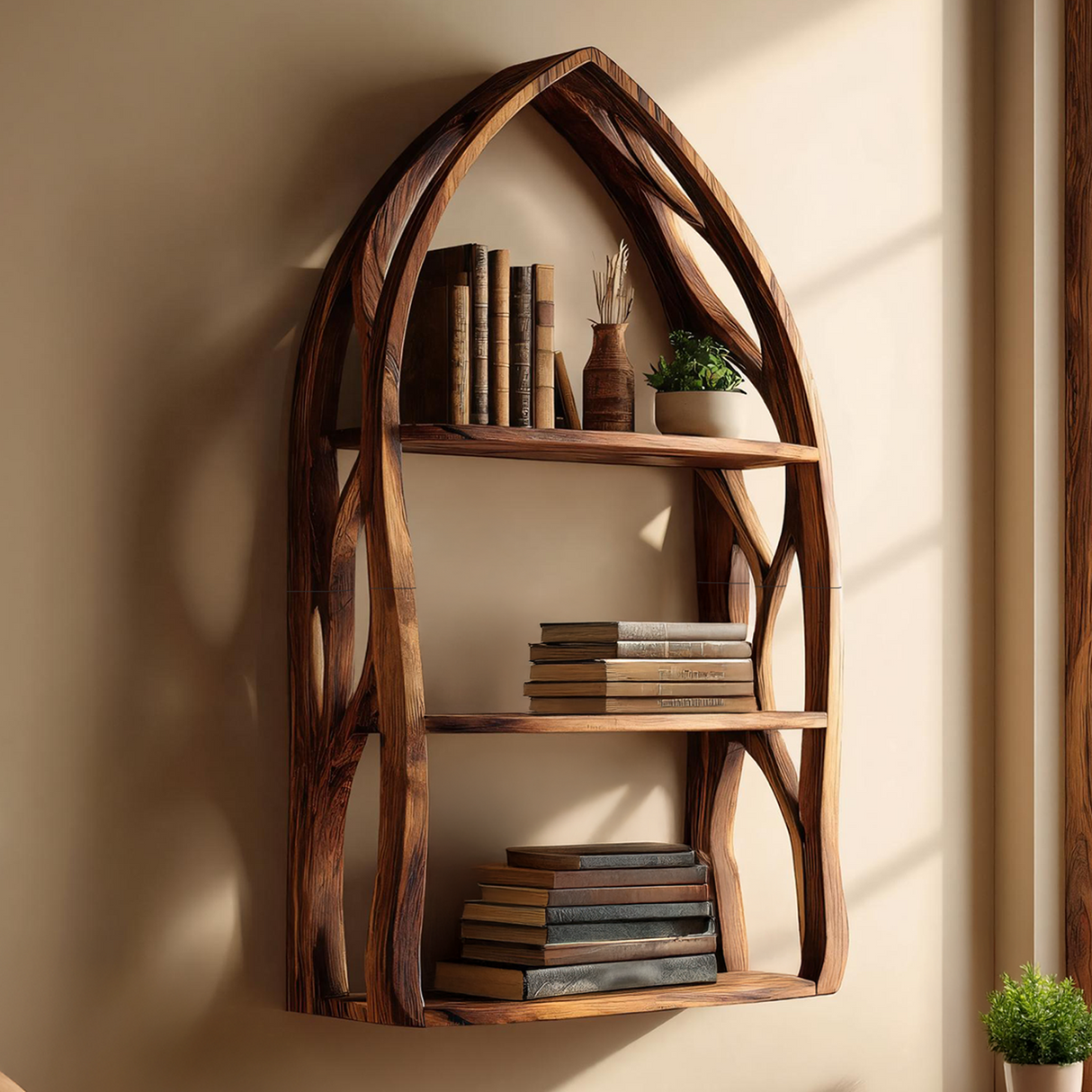 Modern Arch Wooden Wall Shelf for Bedroom Styling