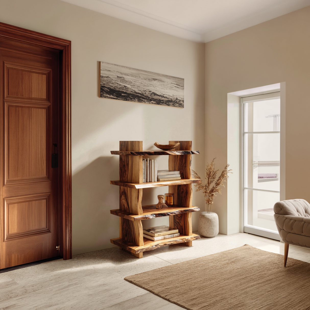 Minimal Wood Bookshelf For Bedroom Storage And Modern Decor