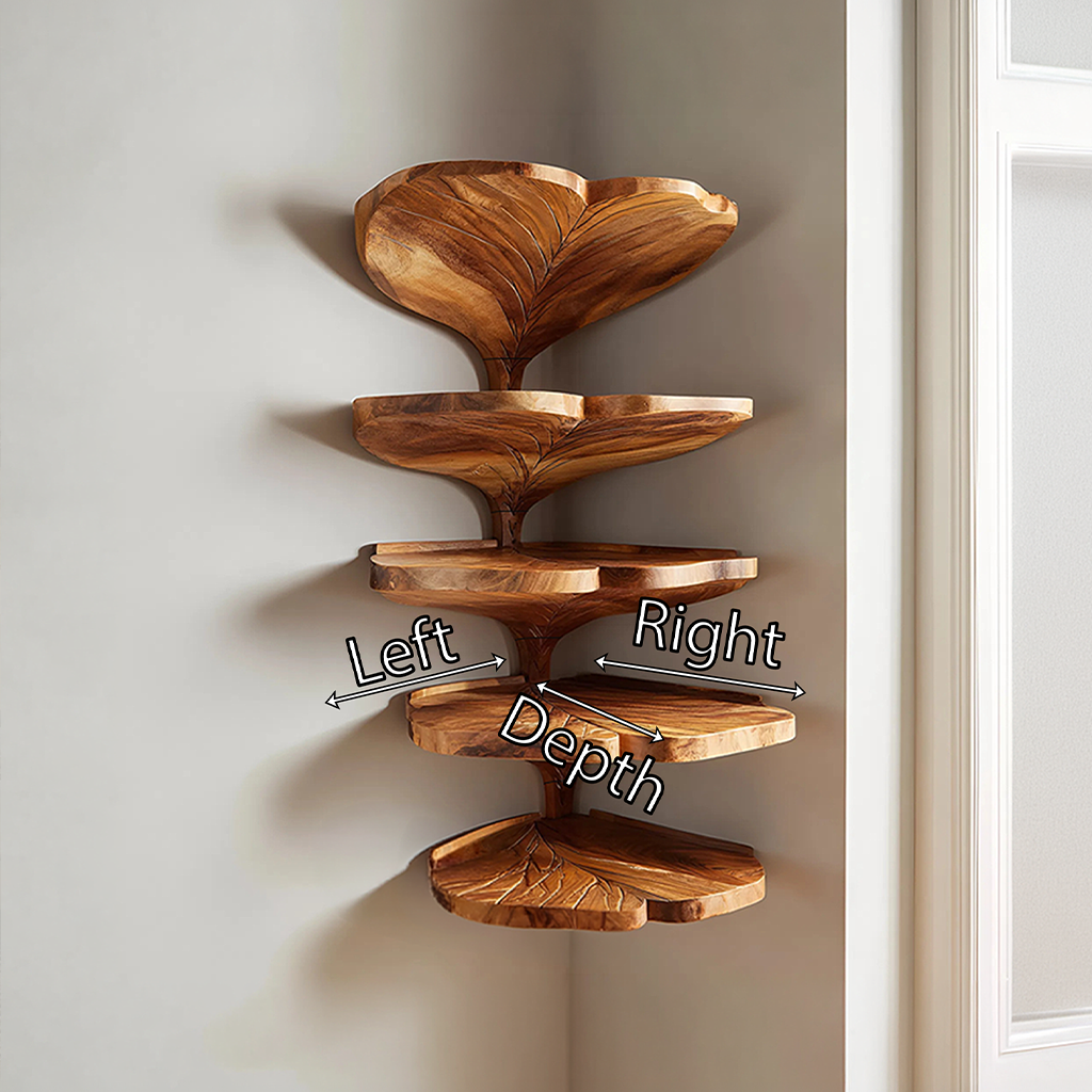Mid Century Leaf Shape Corner Shelf Kitchen Wall Organizer