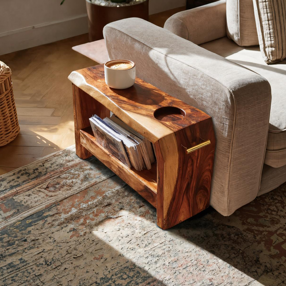 Mid Century Wooden Side Table For Living Room Decor