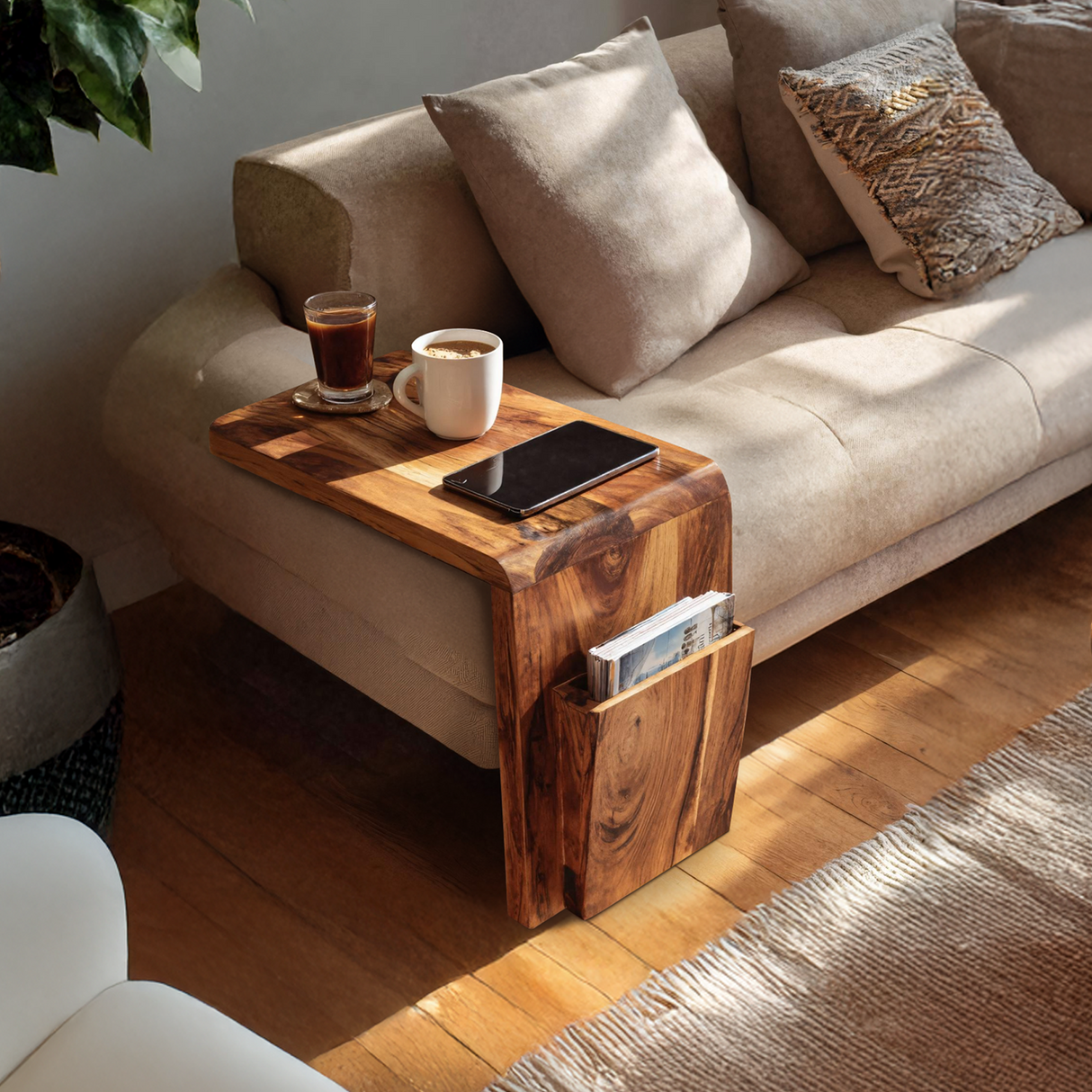 Modern Solid Wood Armrest For Living Room Decor
