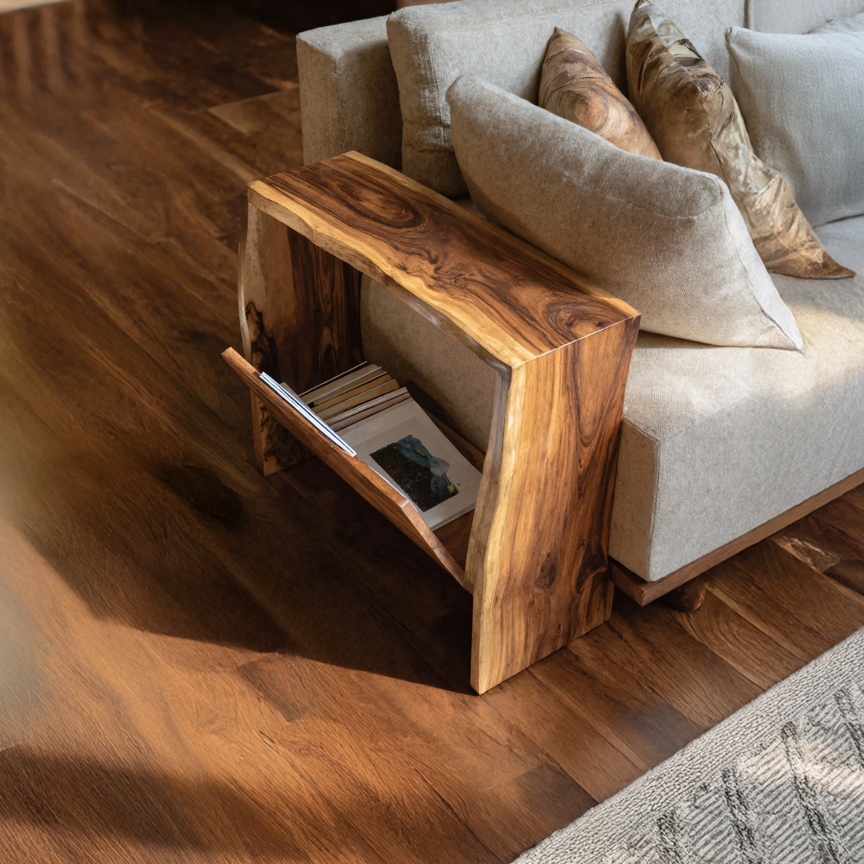 Farmhouse Wooden Side Table For Rustic Home Style