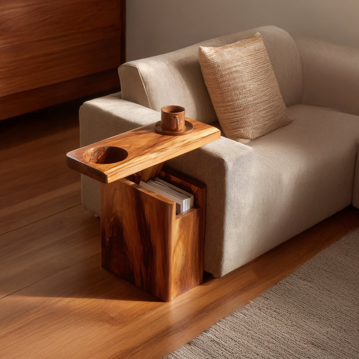 Solid Wood Live Edge Armrest For Sofa And Lounge Area