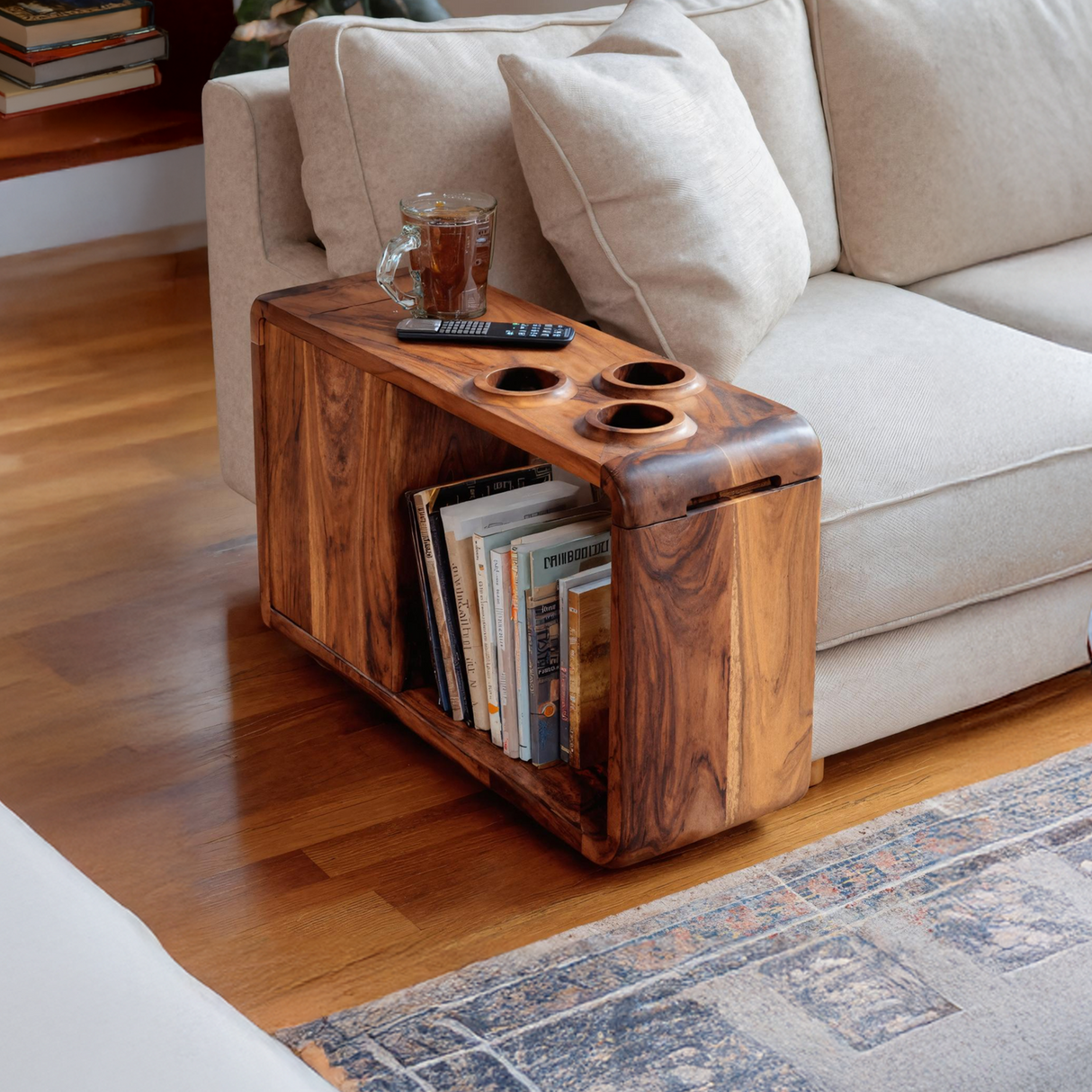 Farmhouse Solid Wood Side Table For Sofa Decoration