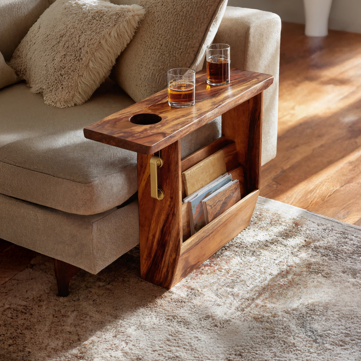 Mid Century Solid Wood Armrest For Furniture Decor