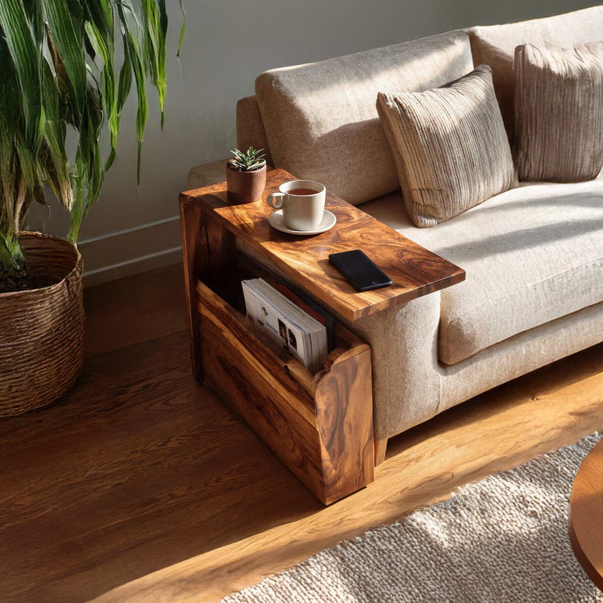 Mid Century Wooden Armrest For Home Furniture Decor