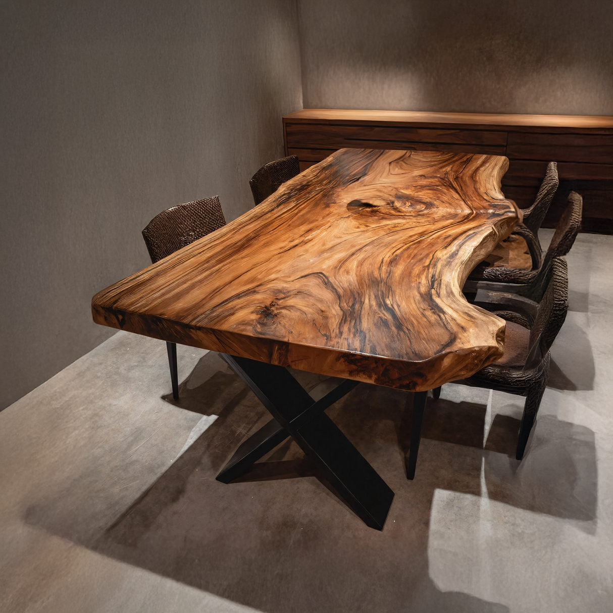 Dining Room Modern Live Edge Dining Table Natural Grain
