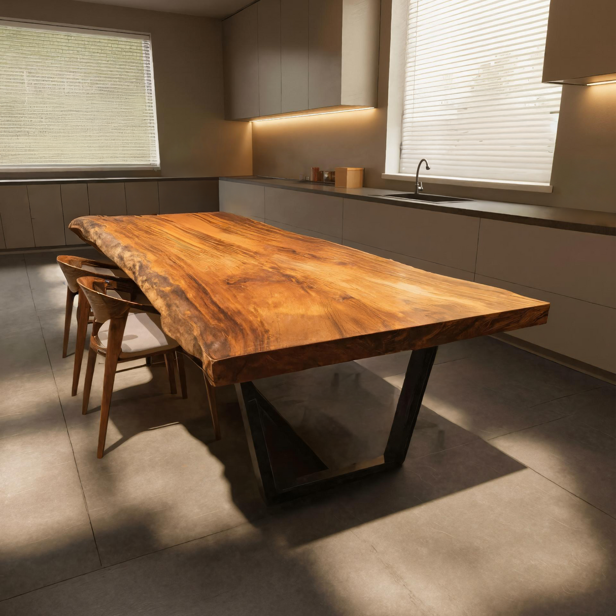 Kitchen Decor Modern Live Edge Dining Table Sleek Grain