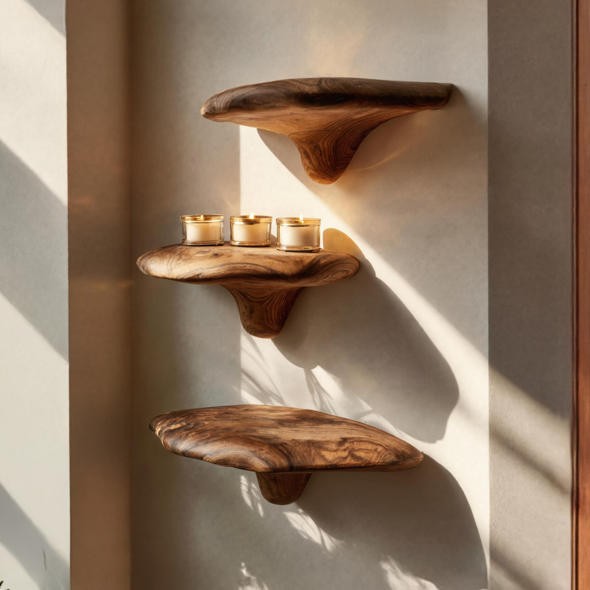 Handcrafted Live Edge Mushroom Shelf For Unique Entryway Design