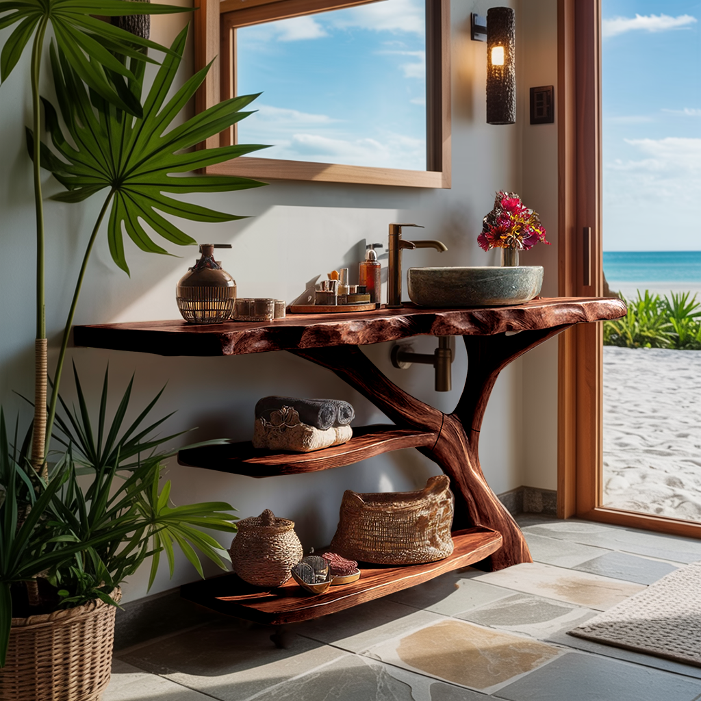 Modern Live Edge Tree Trunk Vanity For Stylish Bathroom Home Design