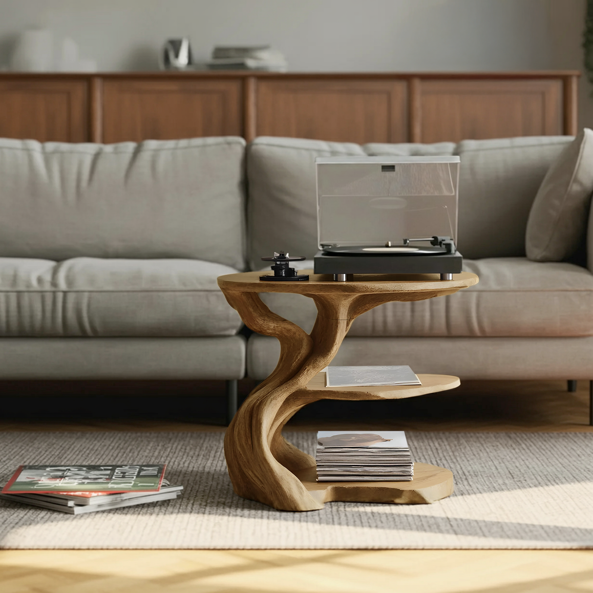 Handcrafted Wooden Media Stand Custom Living Room
