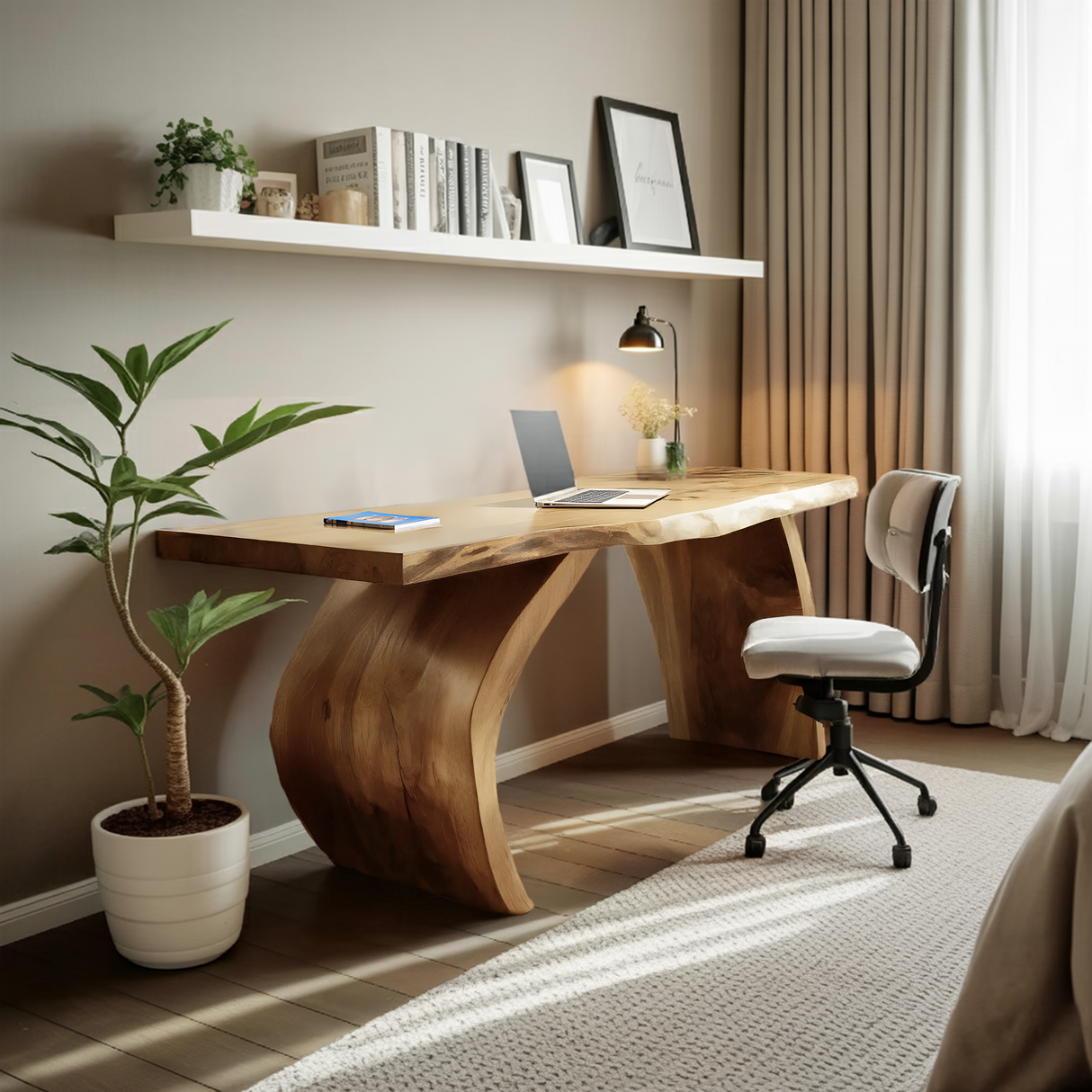 Handcrafted Wooden Live Edge Desk For Professional Office