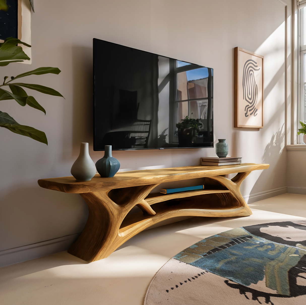 Modern TV Shelf Multi-tiered Design For Living Decor