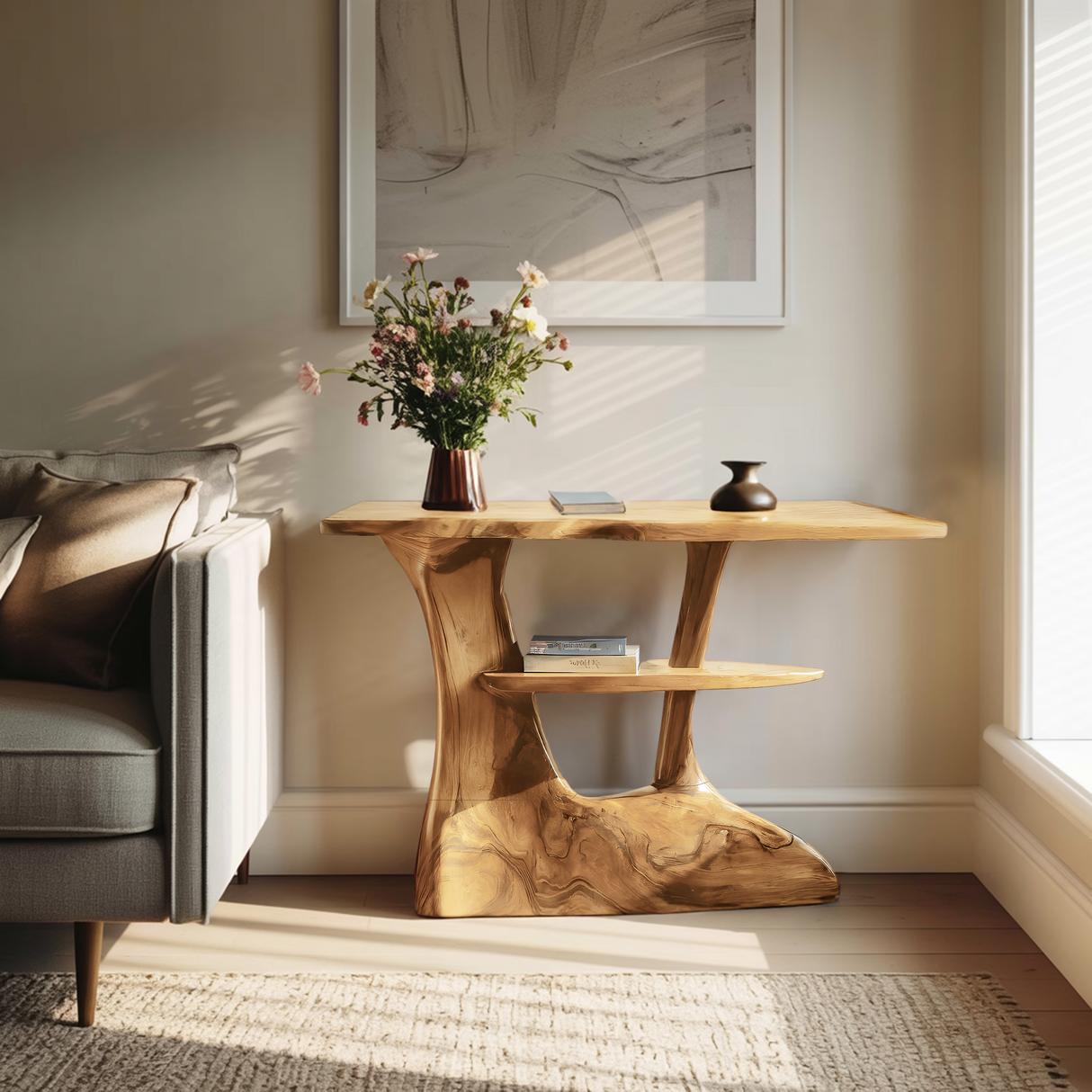 Modern Live Edge Console Table For Minimalist Living Room