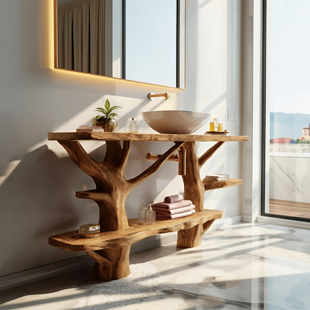 Mid Century Solid Wood Vanity Furniture Decor For Modern Bathroom