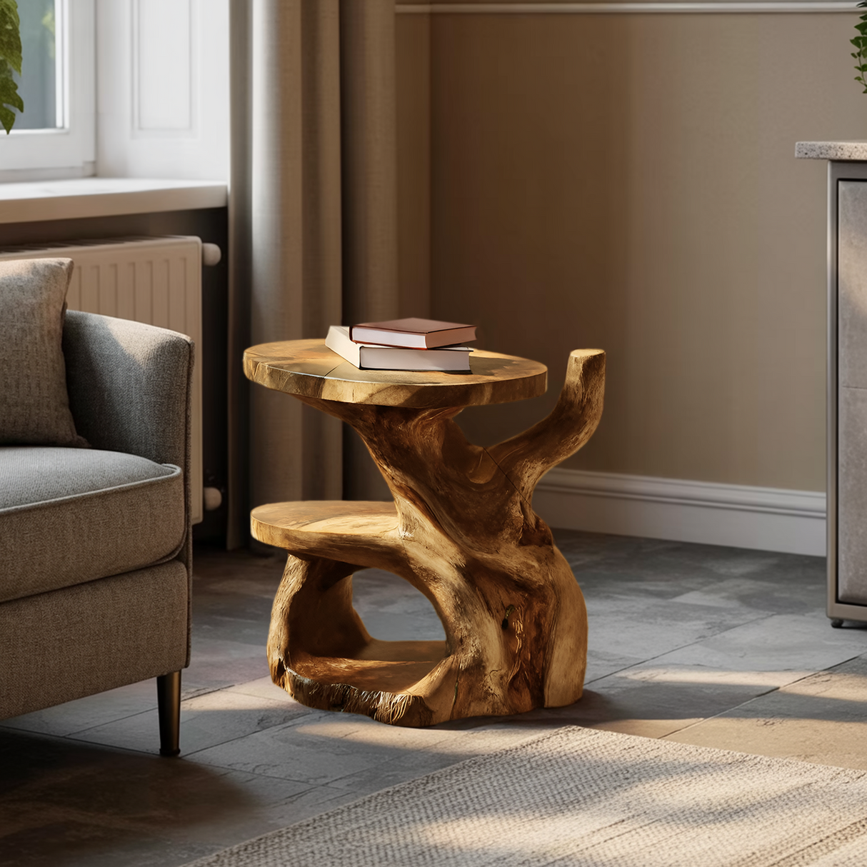 Elegant Side Table With Shelf Layered For Living Room