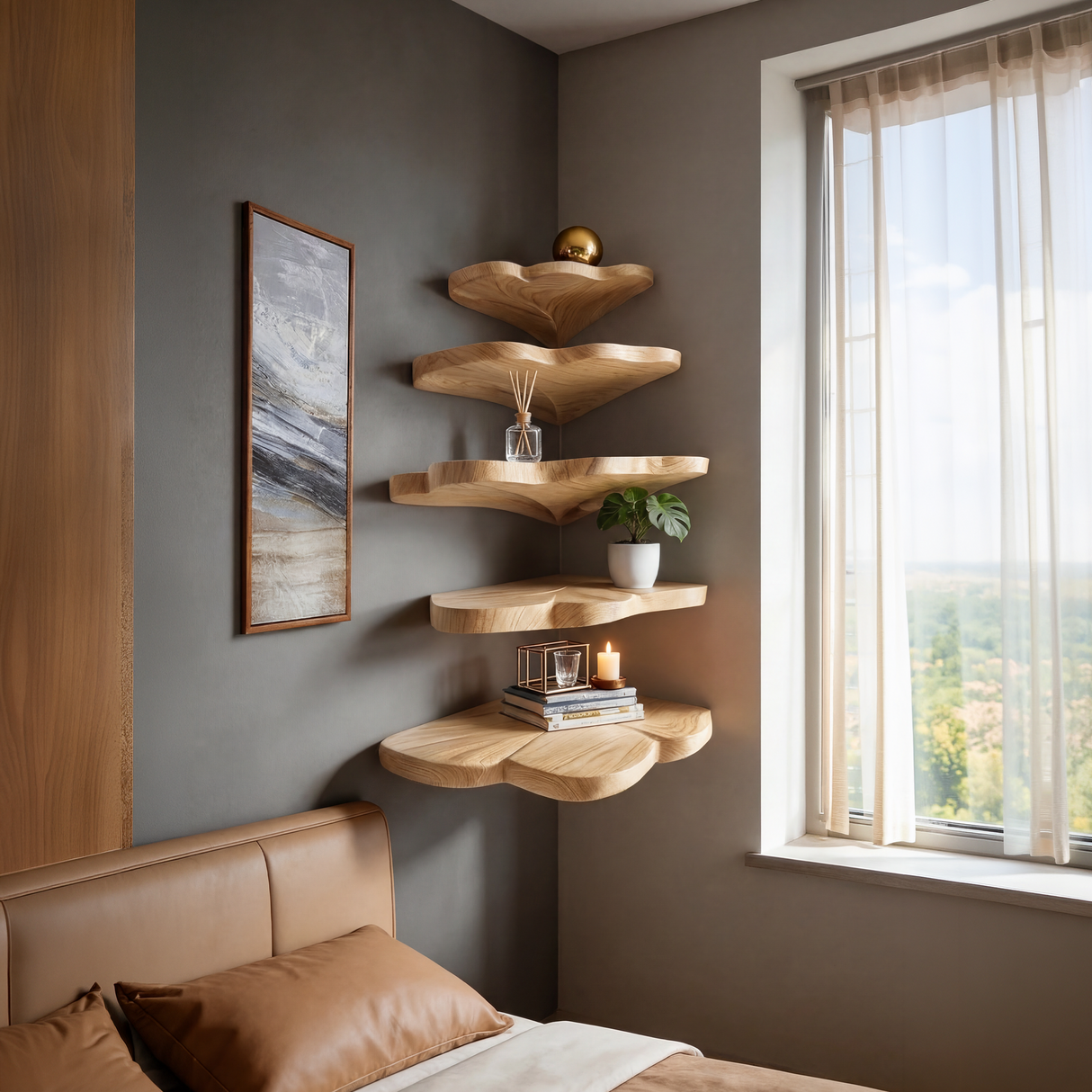Farmhouse Leaf Wall Shelf Bathroom Wall Storage Organizer