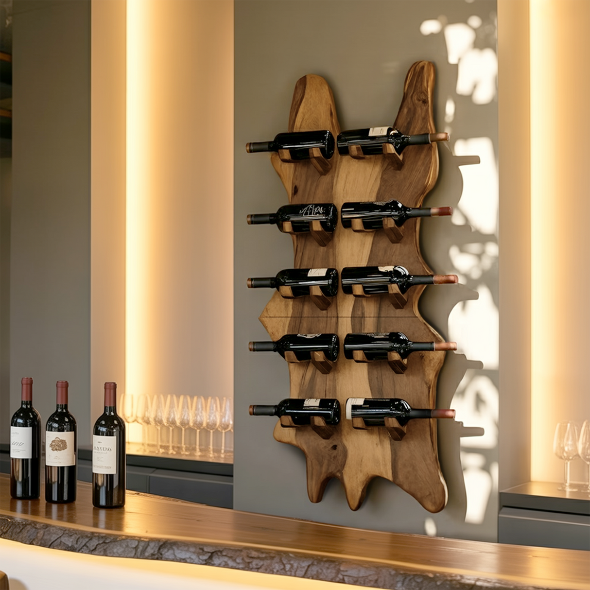 Modern Solid Wood Wine Rack For Bar Decor And Home Display