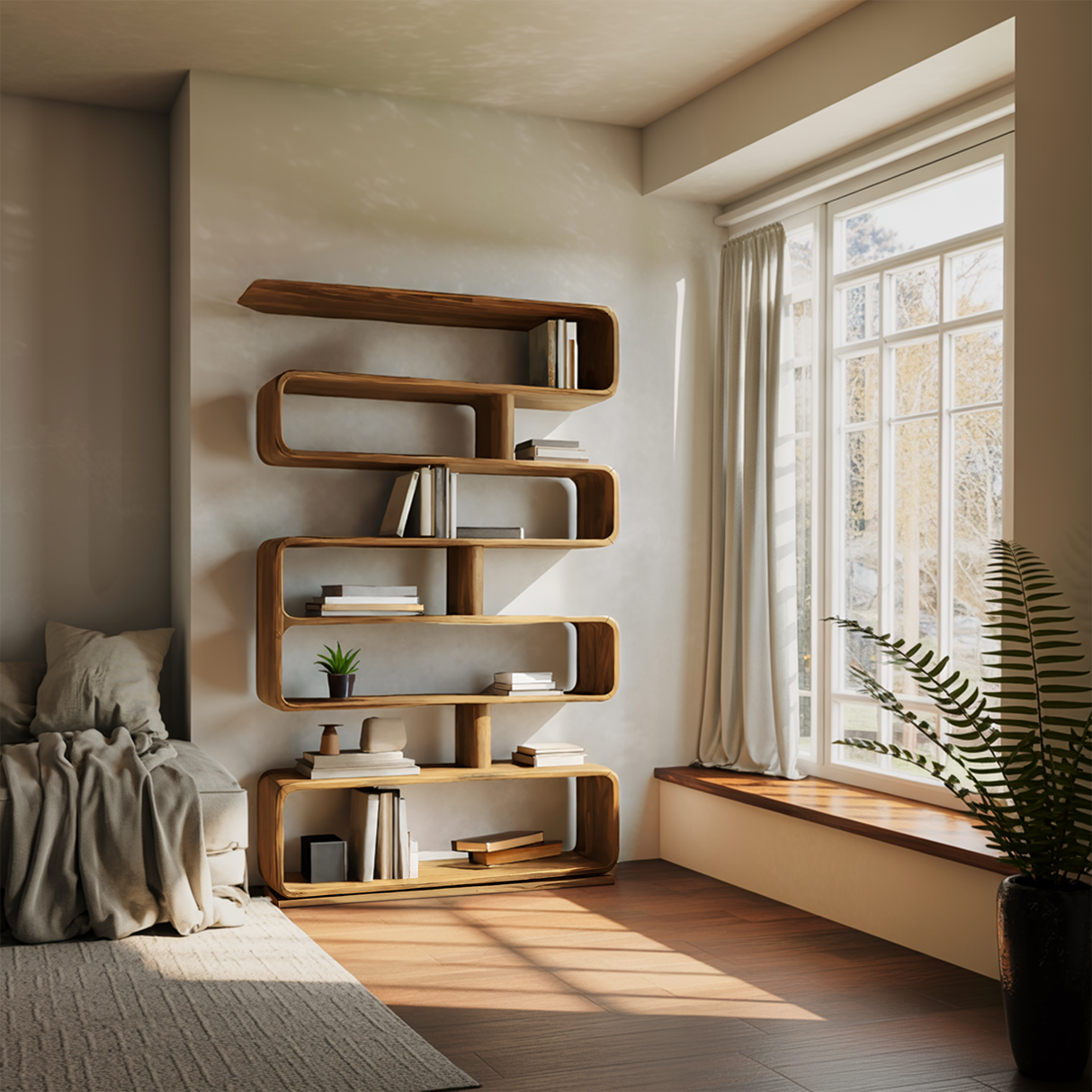 Modern Bookcase Freestanding Shelving Unit For Home Organization