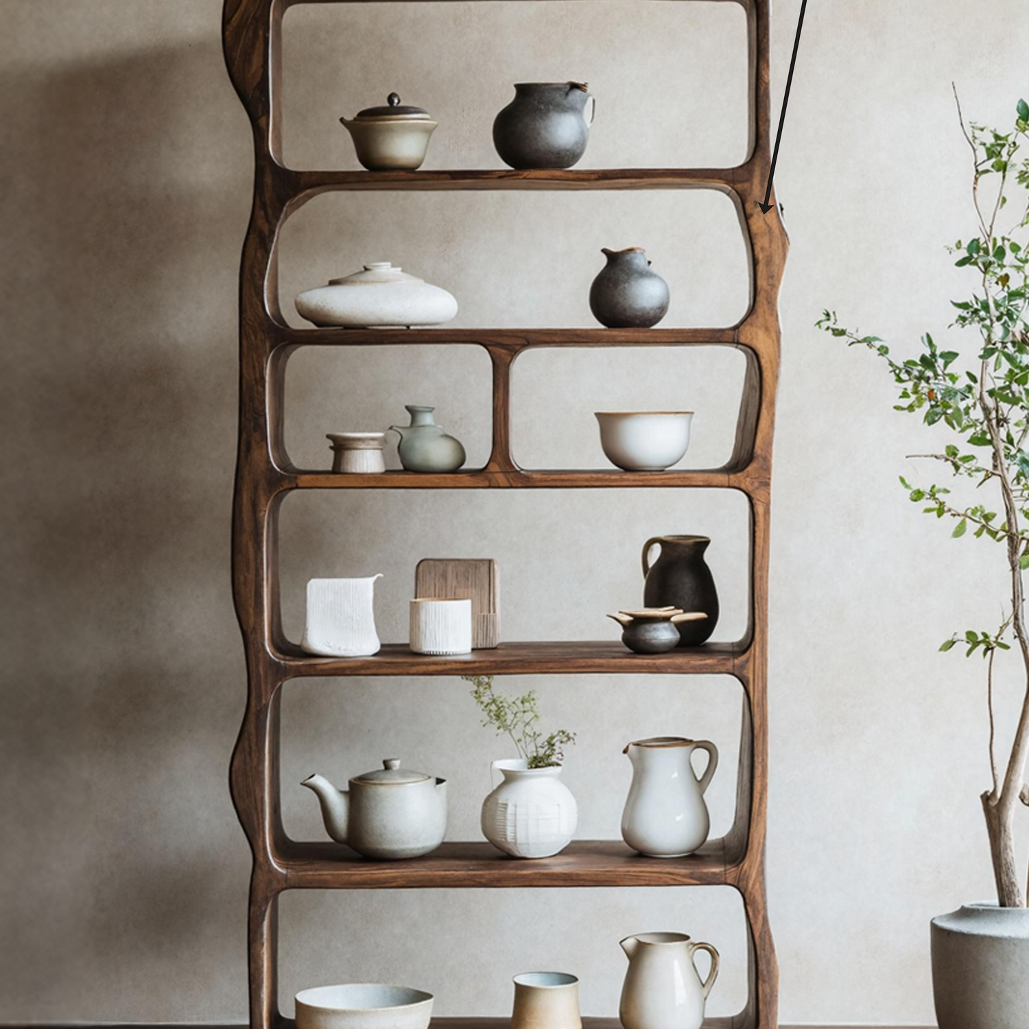 Mid Century Wooden Open Shelf For Living Room Furniture Decor