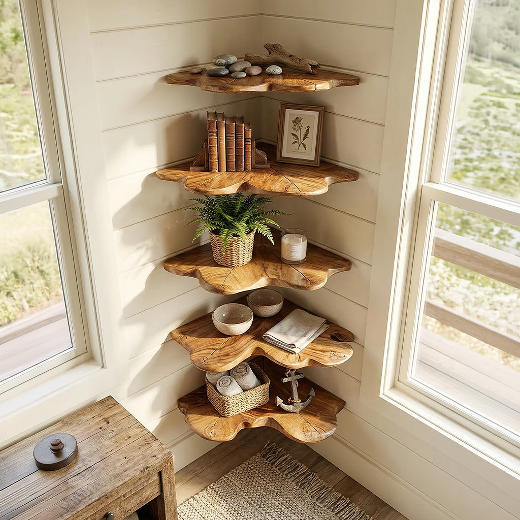Modern Leaf Floating Shelf Bedroom Wall Decor Display