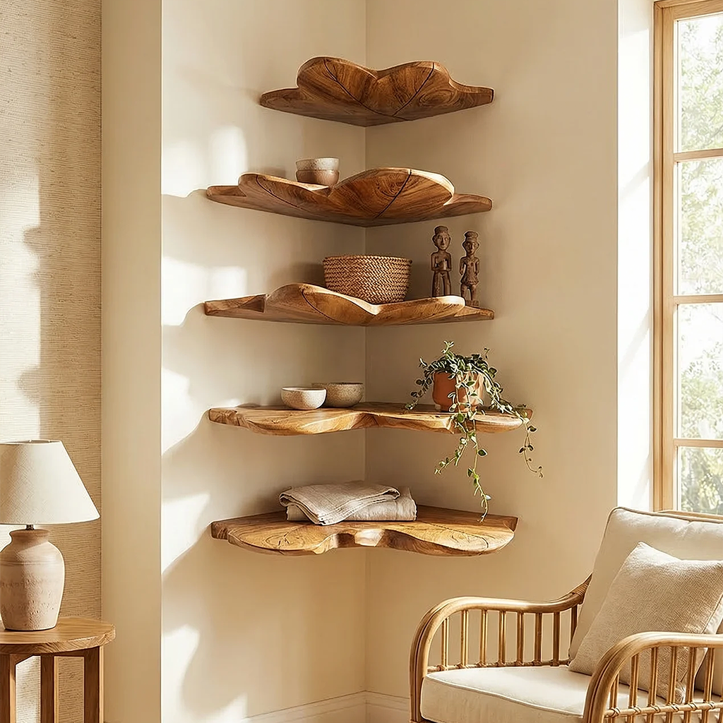 Modern Leaf Floating Shelf Bedroom Wall Decor Display