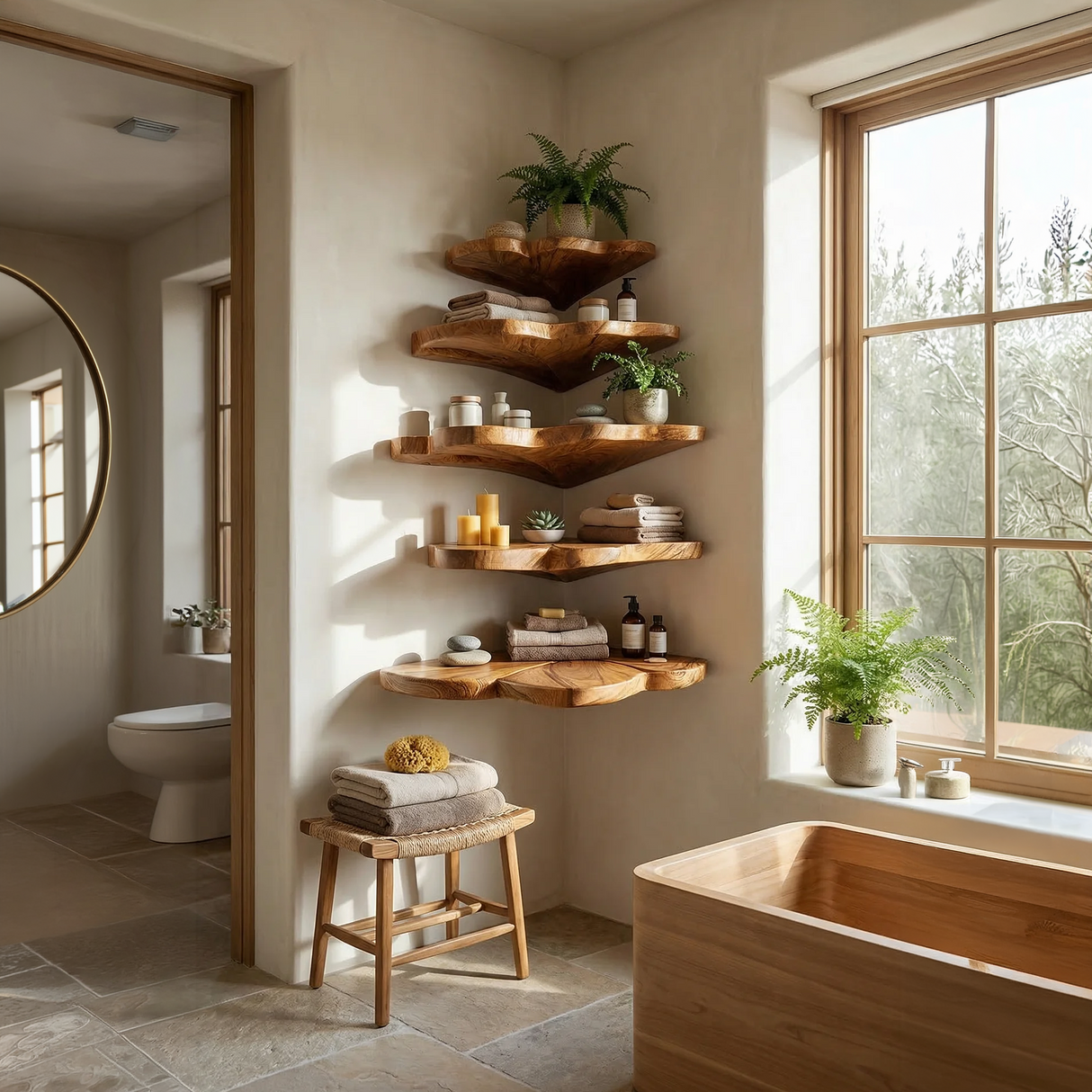 Farmhouse Leaf Wall Shelf Bathroom Wall Storage Organizer