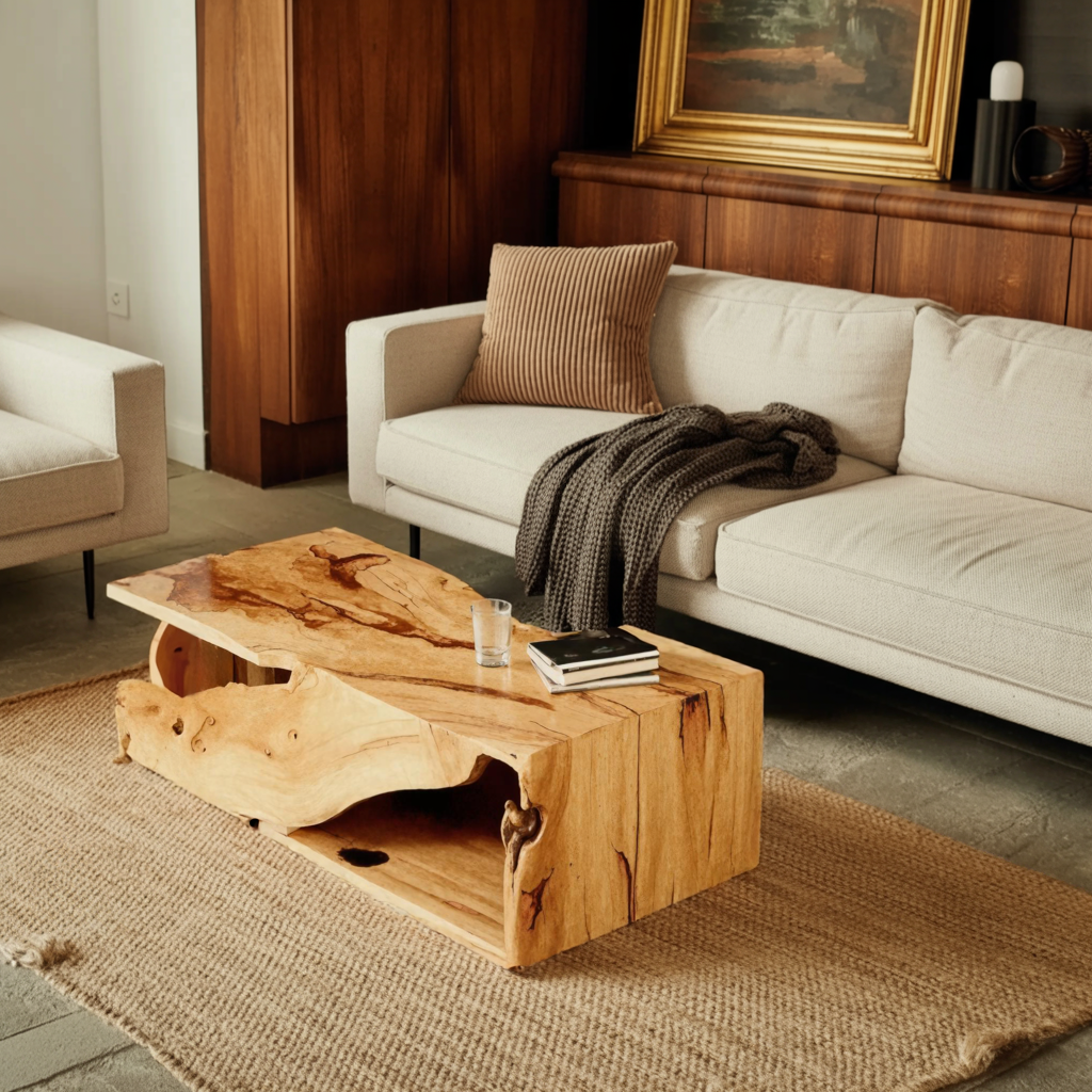 Modern Organic Live Edge Coffee Table For Living Room