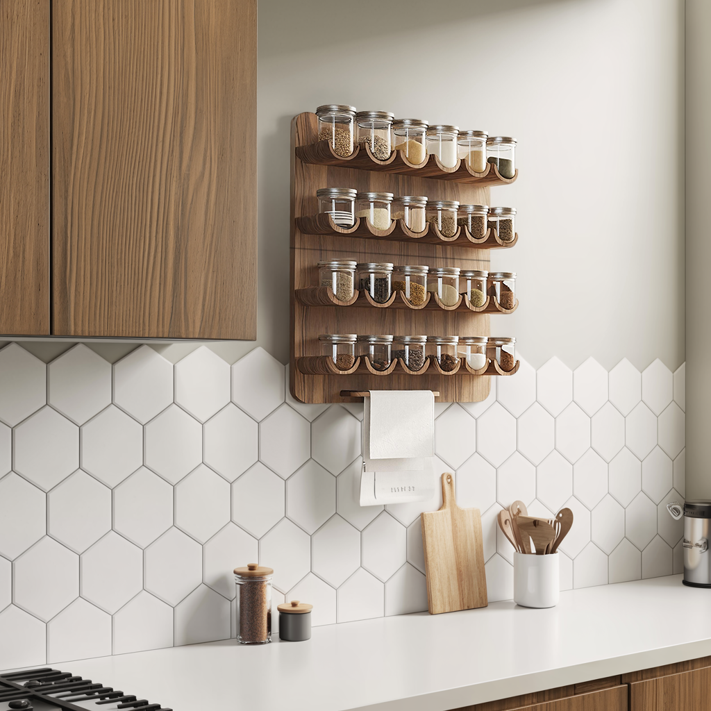 Mid Century Handmade Spice Storage For Kitchen Decor