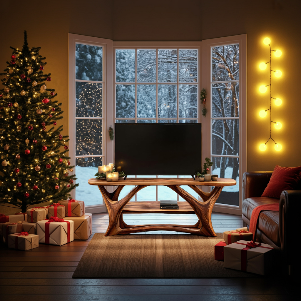 Farmhouse Live Edge TV Stand For Festive Living Room Decor