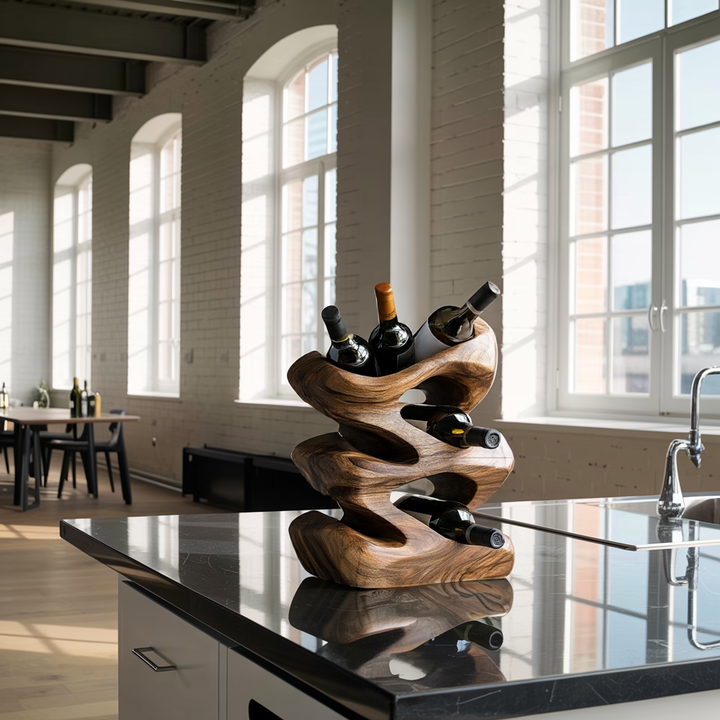 Handcrafted Wine Stand For Kitchen Natural Storage
