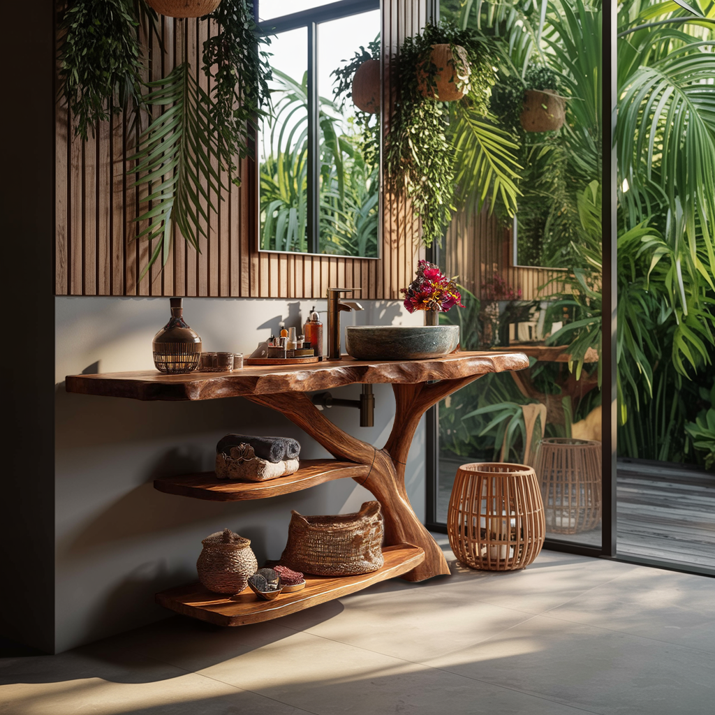 Modern Live Edge Tree Trunk Vanity For Stylish Bathroom Home Design