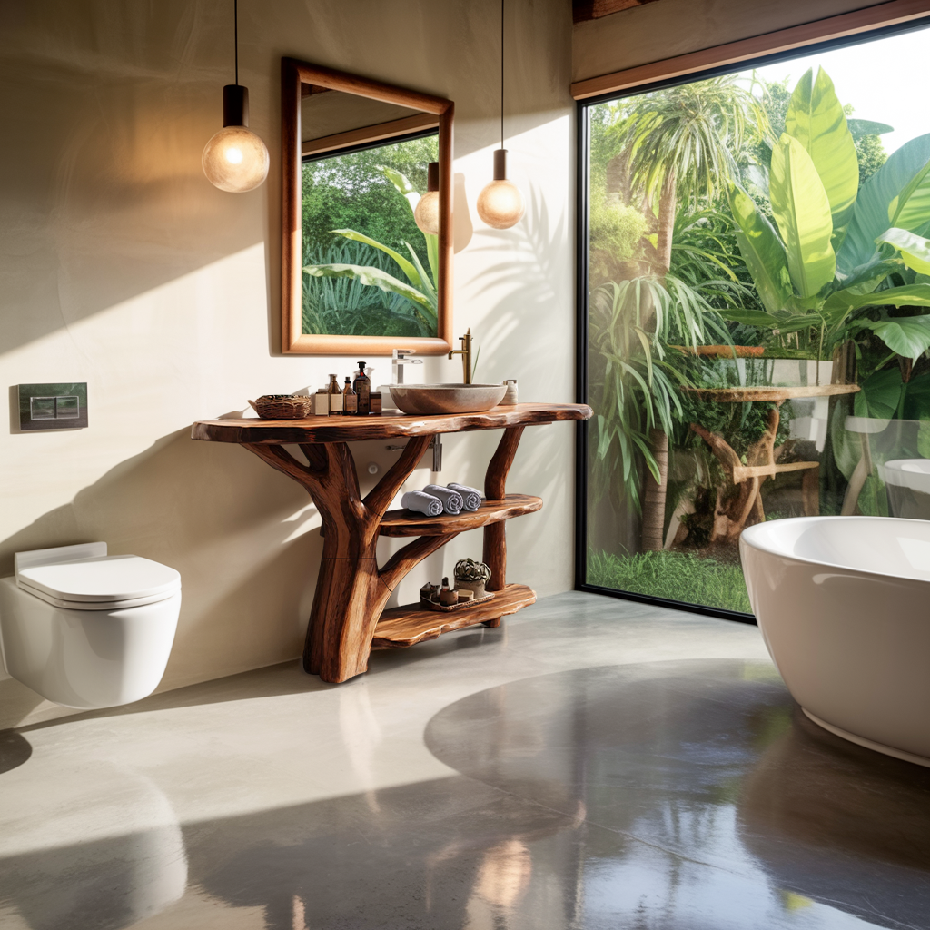 Modern Wooden Live Edge Bathroom Vanity For Stylish Furniture Design