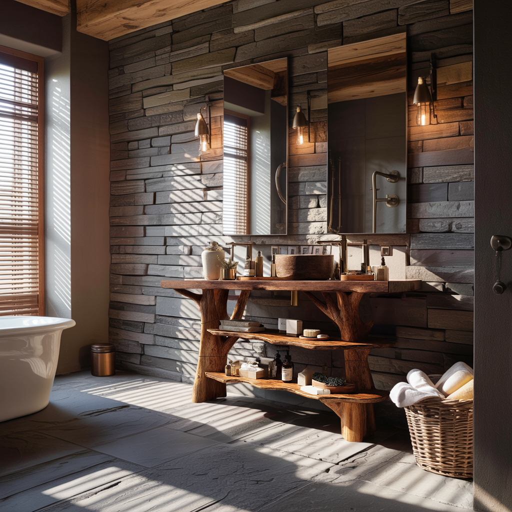 Modern Wooden Live Edge Bathroom Vanity For Luxury Bathroom Furniture