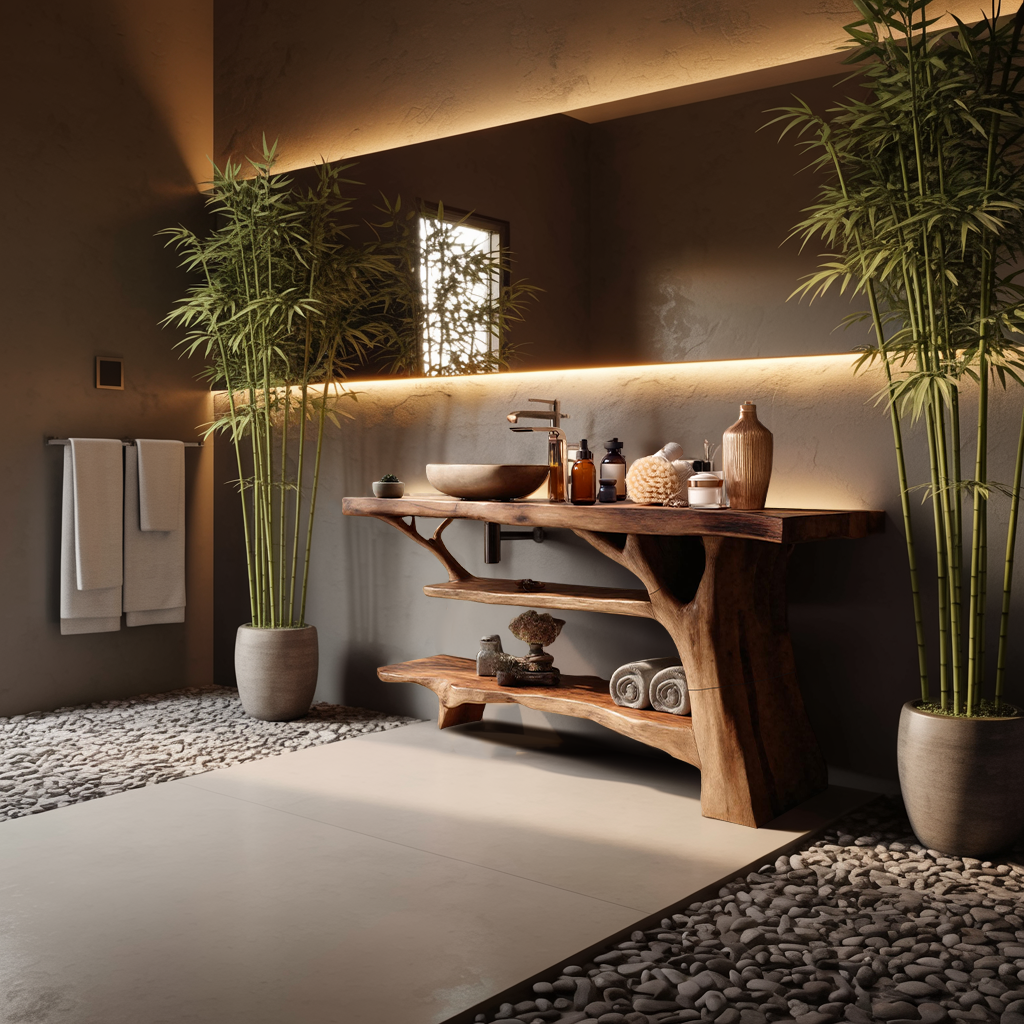 Modern Wooden Live Edge Bathroom Vanity For Stylish Bathroom Design