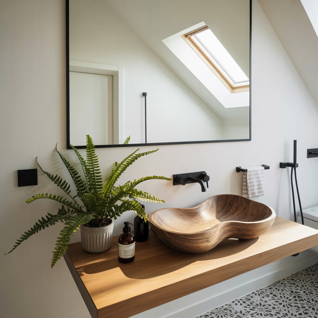 Rustic Wooden Vessel Sink For Eco Friendly Bathroom Look