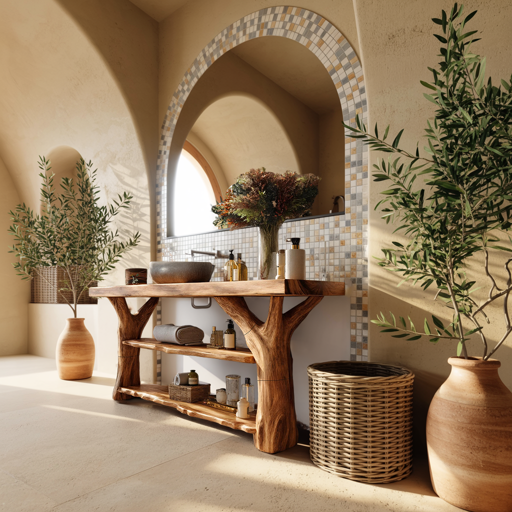 Handcrafted Live Edge Tree Trunk Vanity For Stylish Home Bathroom Decor